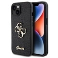 Carcasa Guess Fixed Glitter 4G Metal Logo para iPhone 15 - Negro