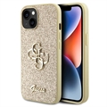 Carcasa Guess Fixed Glitter 4G Metal Logo para iPhone 15 - Dorado
