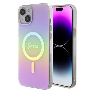 Funda Guess IML Iridescent Script Mag para iPhone 15- Rosa