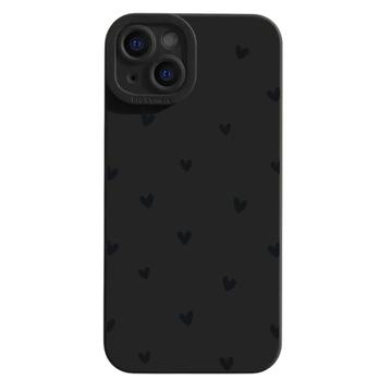 Funda delgada de TPU con diseño de corazón para iPhone 15 - Negra