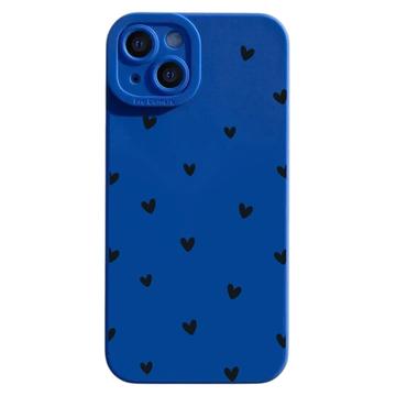 Funda delgada de TPU con diseño de corazón para iPhone 15 - Azul / Negro