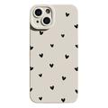 Funda delgada de TPU con diseño de corazón para iPhone 15 - Blanco / Negro