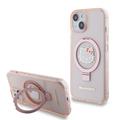 Funda iPhone 15 Hello Kitty IML Ringstand Glitter MagSafe - Rosa