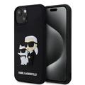 Funda iPhone 15 Karl Lagerfeld 3D Caucho Karl & Choupette NFT - Negro