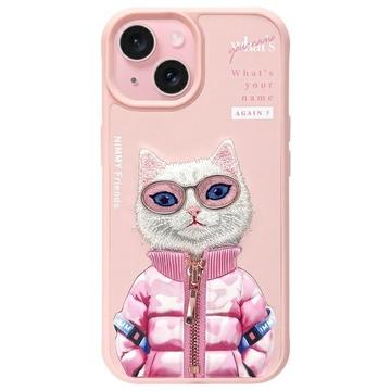 Funda Gato para iPhone 15 Nimmy Friends Cool&Cute 2.0 - Rosa