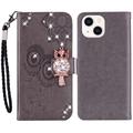iPhone 15 Búho Rhinestone Funda Billetera