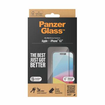 Protector de Pantalla - 9H - PanzerGlass Ultra-Wide Fit EasyAligner para iPhone 15 - Borde Negro