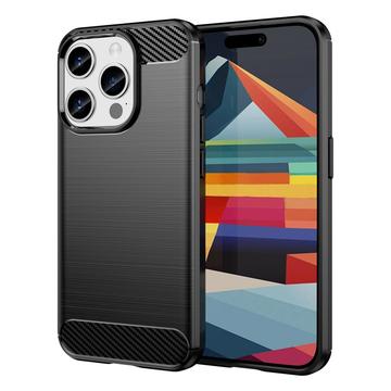 Carcasa de TPU Brushed para iPhone 15 Pro - Fibra de Carbono - Negro