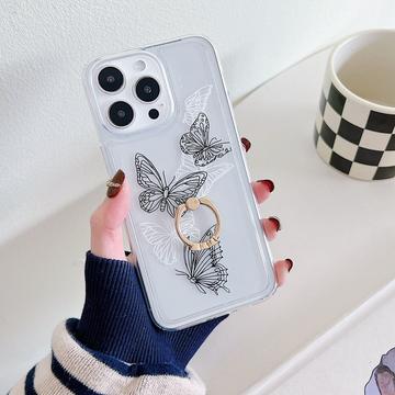 Funda de TPU Mariposa con Anillo para iPhone 15 Pro