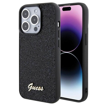 Carcasa Guess Disco Metal Script Logo para iPhone 15 Pro (Embalaje abierta - Bulk Satisfactorio) - Negro