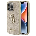 Carcasa Guess Fixed Glitter 4G Metal Logo para iPhone 15 Pro - Dorado
