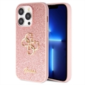 Carcasa Guess Fixed Glitter 4G Metal Logo para iPhone 15 Pro - Rosa