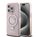 Funda iPhone 15 Pro Hello Kitty IML Ringstand Glitter MagSafe - Rosa