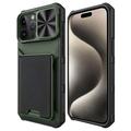 Funda híbrida para iPhone 15 Pro con tarjetero - Compatible con MagSafe - Verde