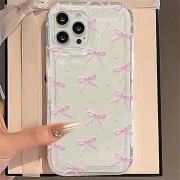 Funda de TPU con lazo iPhone 15 Pro Max - Rosa / Transparente