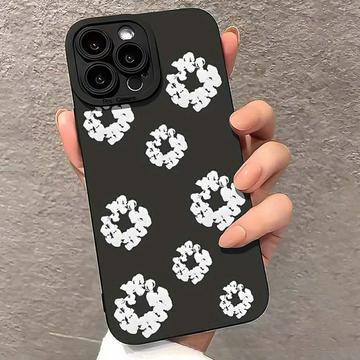 Funda de TPU iPhone 15 Pro Max con diseño de corona de algodón - Negra