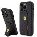 Funda con Soporte de Agarre Ferrari Carbon para iPhone 15 Pro Max - Negro