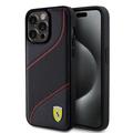 Funda Ferrari con Líneas Inclinadas Perforadas para iPhone 15 Pro Max - Negro