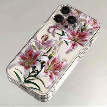Funda TPU iPhone 15 Pro Max Patrón Floral - Lirio Rosa