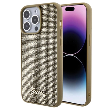 Carcasa Guess Disco Metal Script Logo para iPhone 15 Pro Max - Dorado