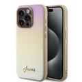 Funda híbrida iPhone 15 Pro Max Guess Iridescent Metal Script