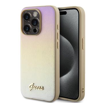 Funda híbrida iPhone 15 Pro Max Guess Iridescent Metal Script