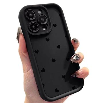 Funda de TPU a prueba de golpes con diseño de corazón y bordes elevados iPhone 15 Pro Max - Negro