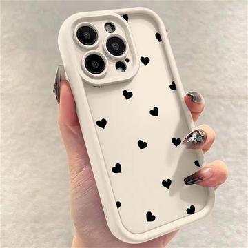 Funda de TPU a prueba de golpes con diseño de corazón y bordes elevados iPhone 15 Pro Max - Blanco