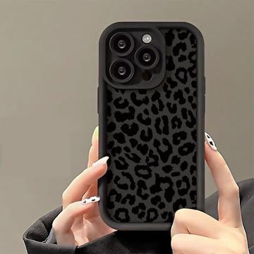 Funda de TPU con estampado de leopardo para iPhone 15 Pro Max - Negro