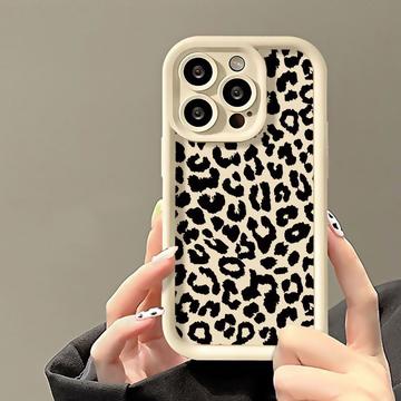 Funda de TPU con estampado de leopardo para iPhone 15 Pro Max - Blanca