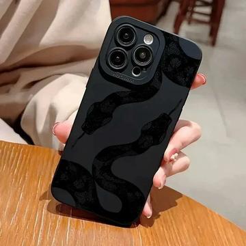 Funda de TPU con estampado de serpiente para iPhone 15 Pro Max - Negro
