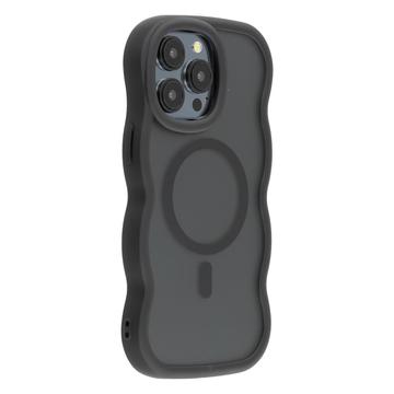 Funda híbrida magnético con borde ondulado para iPhone 15 Pro Max - Negro