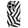 Funda híbrida 2 en 1 desmontable con rayas para iPhone 15 Pro - Negro / Blanco