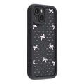 Elegante funda de TPU antichoque con bordes elevados para el iPhone 15 - Negro / Lazo de lunares