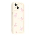 Elegante funda de TPU antichoque para iPhone 15 con bordes elevados - Blanco / Lazo