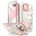 Funda híbrida Supcase Cosmo Mag para iPhone 15 - Mármol rosa