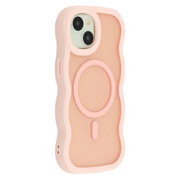 Funda híbrida magnético con borde ondulado para iPhone 15 - Rosa
