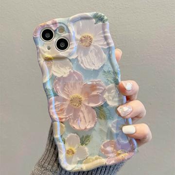 Funda de TPU con bordes ondulados para iPhone 15 - Flores