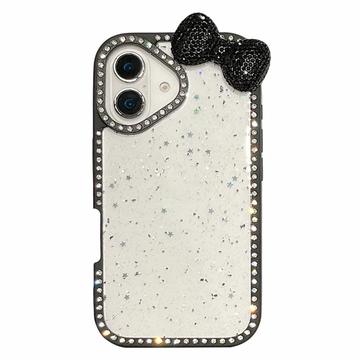 Funda Epoxy con Lazo y Pedrería para iPhone 16 - Negra