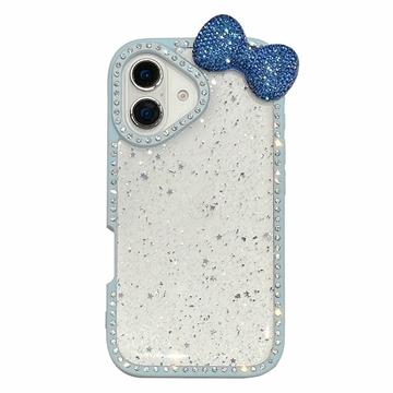 Funda Epoxy con Lazo y Pedrería para iPhone 16 - Azul