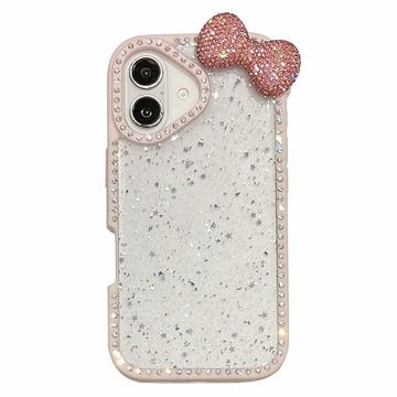 Funda Epoxy con Lazo y Pedrería para iPhone 16 - Rosa