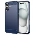 Carcasa de TPU Brushed para iPhone 16 - Fibra de Carbono - Azul