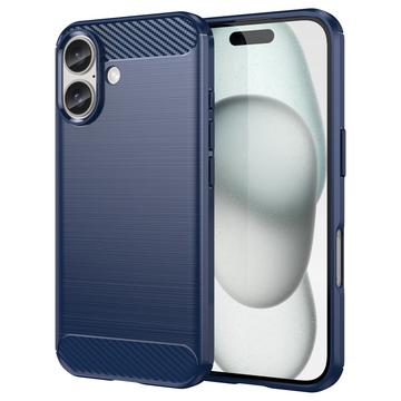 Carcasa de TPU Brushed para iPhone 16 - Fibra de Carbono - Azul