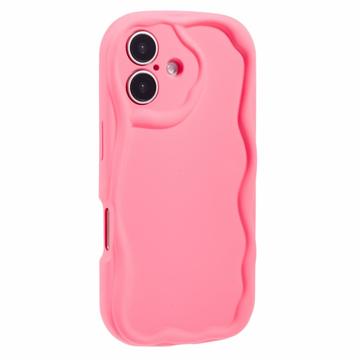 Funda de TPU Candy Color Wavy pare iPhone 16 - Rosa Fuerte