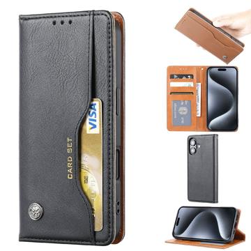 Funda tipo billetera con juego de tarjetas para iPhone 16 - Negra