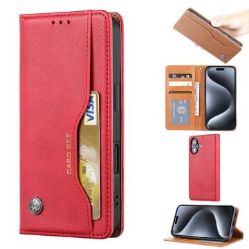 Funda tipo billetera con juego de tarjetas para iPhone 16 - Roja