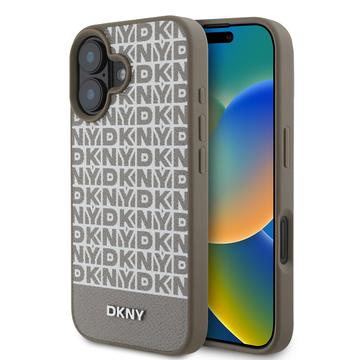 Funda para iPhone 16 DKNY Repeat Pattern Bottom Stripe - Compatible con MagSafe - Marrón