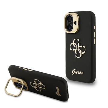 Funda con marco para cámara de pie iPhone 16 Guess Grained 4G Logo - Negro