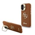 Funda con marco para cámara de pie iPhone 16 Guess Grained 4G Logo - Marrón