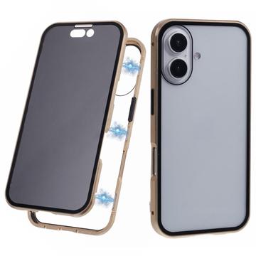 Carcasa Magnética con Cristal Templado para iPhone 16 - Privacidad - Dorado